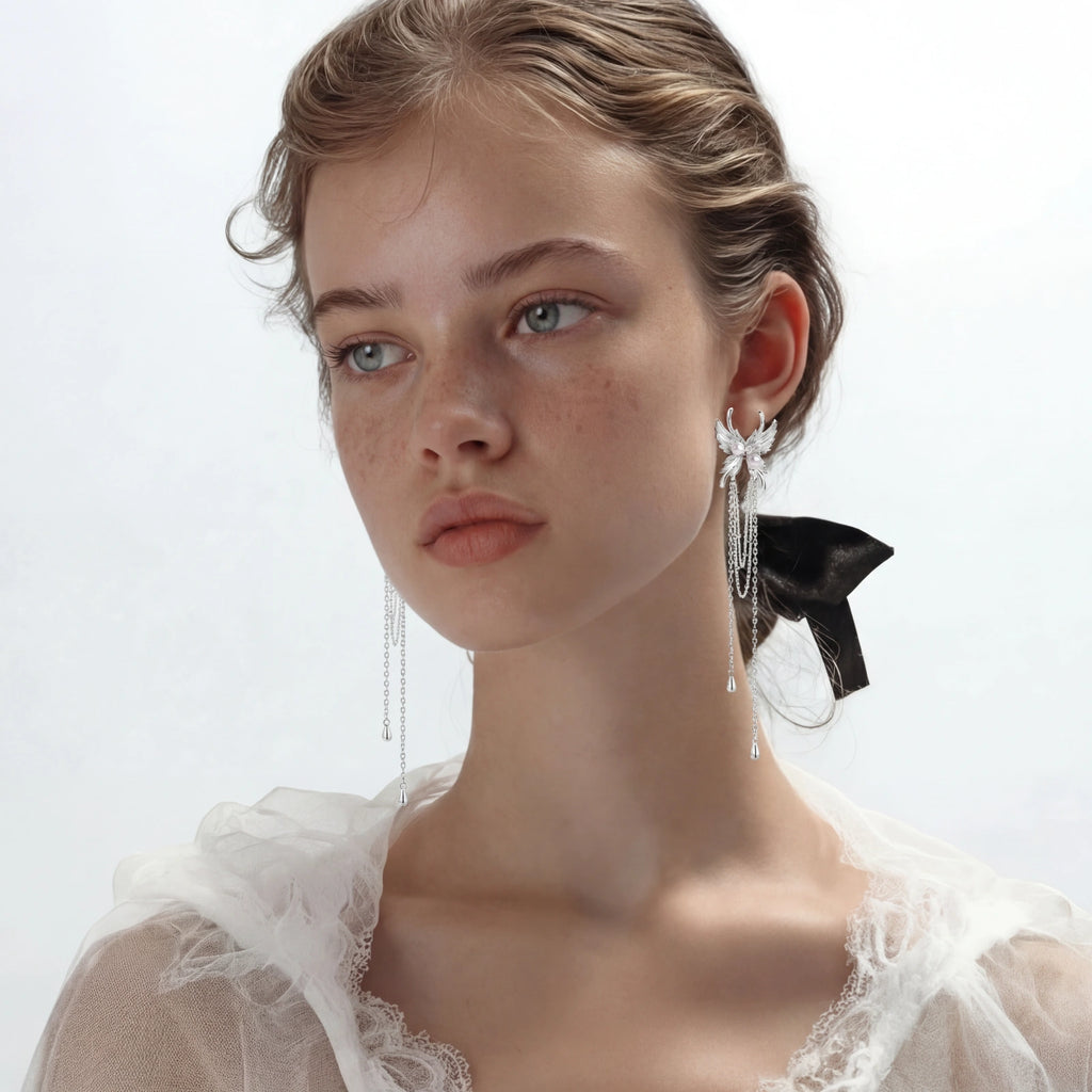 Angel Wing Tassel Earrings by V3 Boutique
