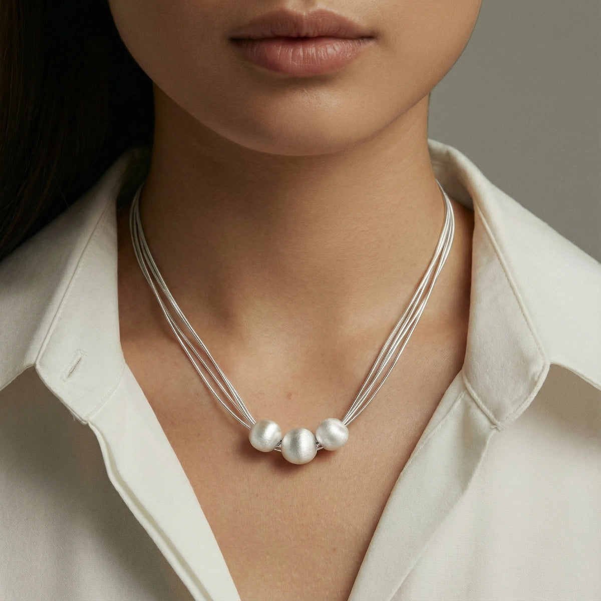 Silver Strand Layers Necklace by V3 Boutique