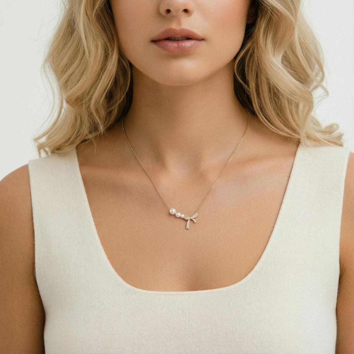 Pearl Bow Dreams Necklace by V3 Boutique