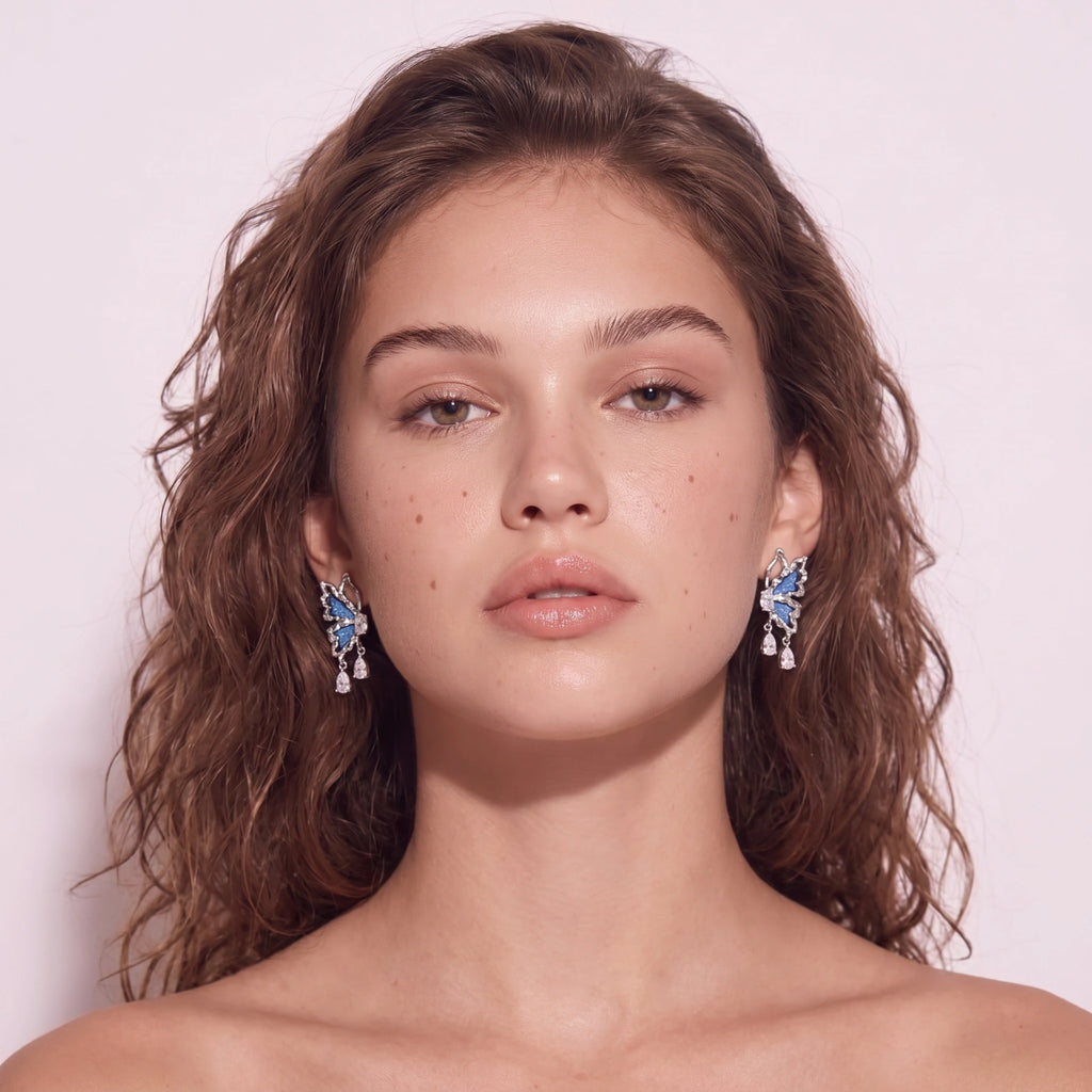 Denim Dreams Butterfly Earrings by V3 Boutique
