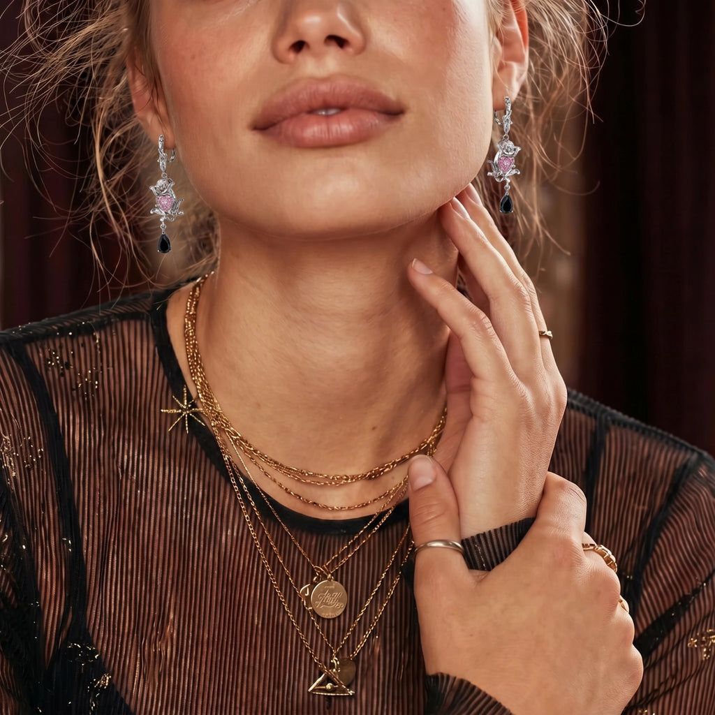 Rose Crown Drop Earrings by V3 Boutique
