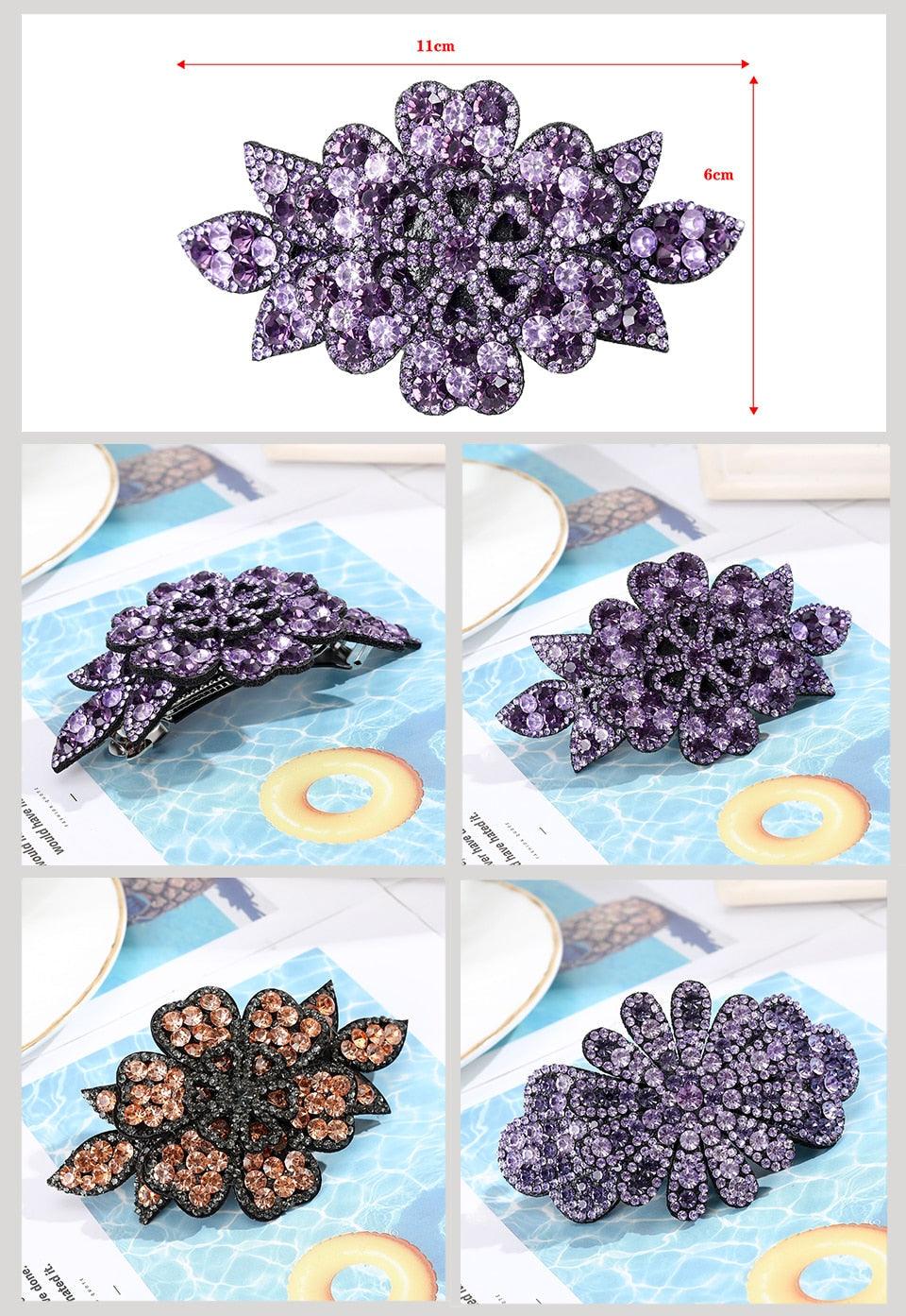 Crystal Flower Barrettes Hair Clips for Women Vintage Rhinestone Hairpins Headwear Girls Hair Accessories Jewelry Clips Fashion Hairgrips Accessories For Party