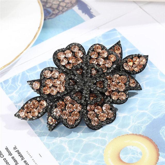 Crystal Flower Barrettes Hair Clips for Women Vintage Rhinestone Hairpins Headwear Girls Hair Accessories Jewelry Clips Fashion Hairgrips Accessories For Party