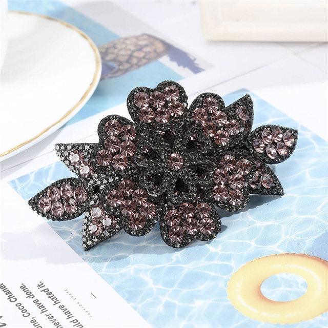 Crystal Flower Barrettes Hair Clips for Women Vintage Rhinestone Hairpins Headwear Girls Hair Accessories Jewelry Clips Fashion Hairgrips Accessories For Party