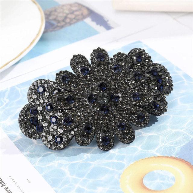 Crystal Flower Barrettes Hair Clips for Women Vintage Rhinestone Hairpins Headwear Girls Hair Accessories Jewelry Clips Fashion Hairgrips Accessories For Party