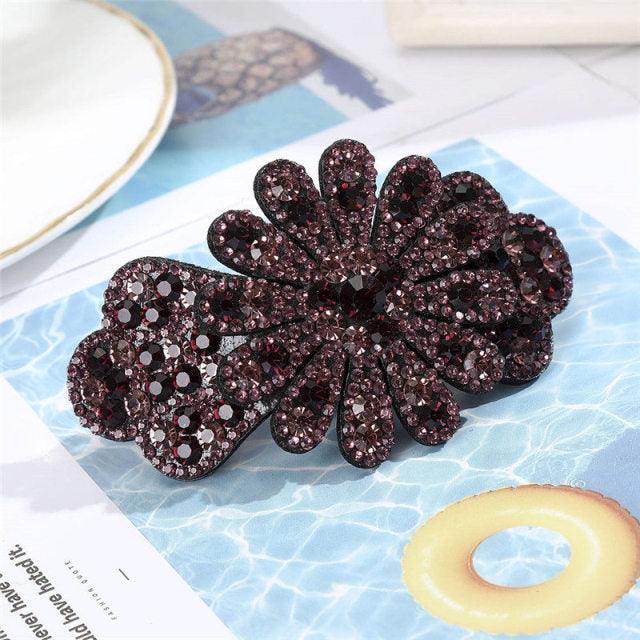 Crystal Flower Barrettes Hair Clips for Women Vintage Rhinestone Hairpins Headwear Girls Hair Accessories Jewelry Clips Fashion Hairgrips Accessories For Party