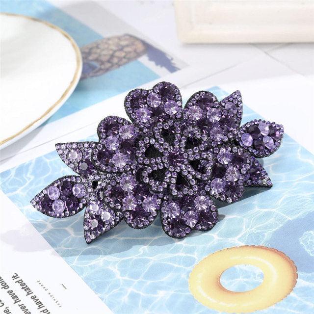 Crystal Flower Barrettes Hair Clips for Women Vintage Rhinestone Hairpins Headwear Girls Hair Accessories Jewelry Clips Fashion Hairgrips Accessories For Party