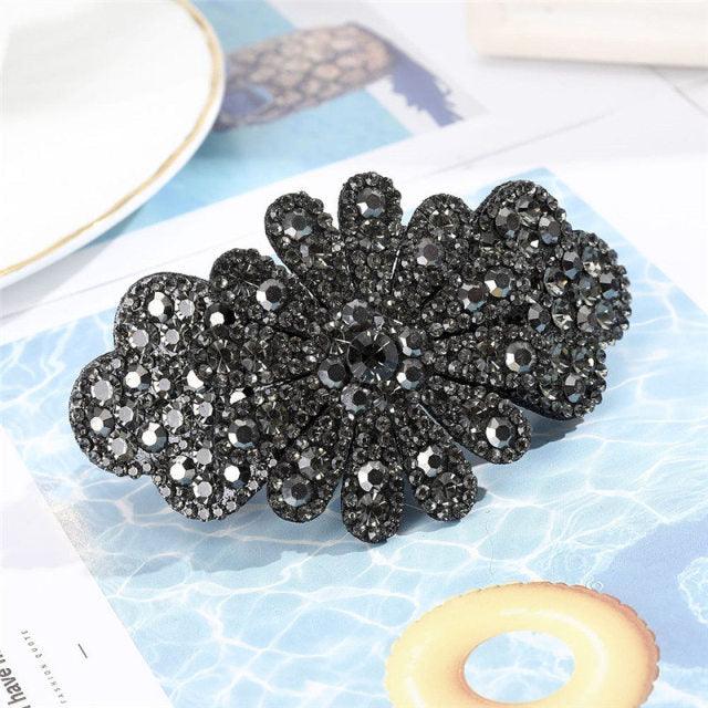 Crystal Flower Barrettes Hair Clips for Women Vintage Rhinestone Hairpins Headwear Girls Hair Accessories Jewelry Clips Fashion Hairgrips Accessories For Party