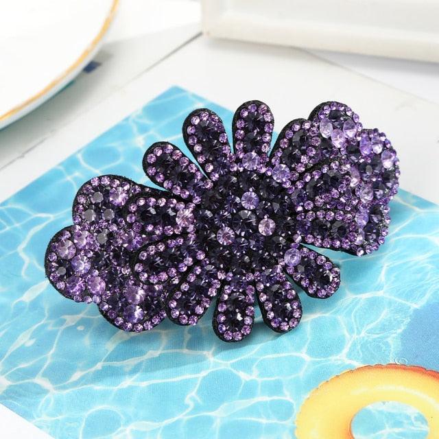 Crystal Flower Barrettes Hair Clips for Women Vintage Rhinestone Hairpins Headwear Girls Hair Accessories Jewelry Clips Fashion Hairgrips Accessories For Party