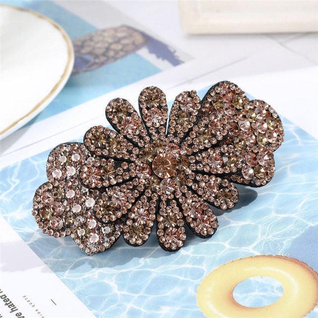Crystal Flower Barrettes Hair Clips for Women Vintage Rhinestone Hairpins Headwear Girls Hair Accessories Jewelry Clips Fashion Hairgrips Accessories For Party