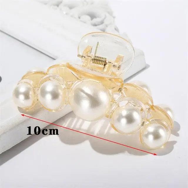 Elegant Pearl Hair Claw Large/Medium/Small/Mini Clips Pefrect for All Hair Types Light Acrylic Hair Catch Fashion Styling Tools New Hyperbole Big Pearls Acrylic Hair Claw Clips Big Size Makeup Hair Styling Barrettes for Women Hair Accessories
