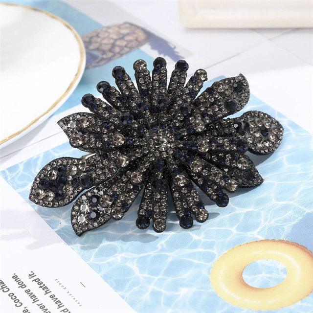Crystal Flower Barrettes Hair Clips for Women Vintage Rhinestone Hairpins Headwear Girls Hair Accessories Jewelry Clips Fashion Hairgrips Accessories For Party