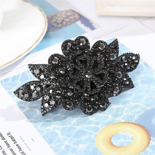 Crystal Flower Barrettes Hair Clips for Women Vintage Rhinestone Hairpins Headwear Girls Hair Accessories Jewelry Clips Fashion Hairgrips Accessories For Party